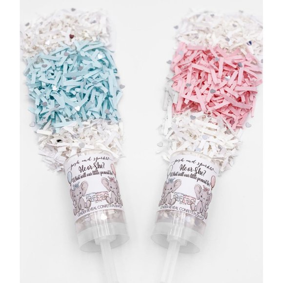 SET OF 5 Elephant Gender Reveal Confetti Push Pops - Picture 3 of 7